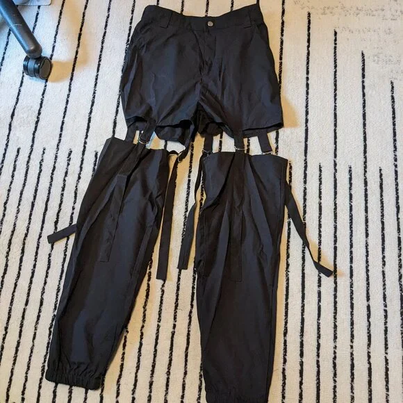 Black Cargo Cut Out Pants - Picture 1 of 4